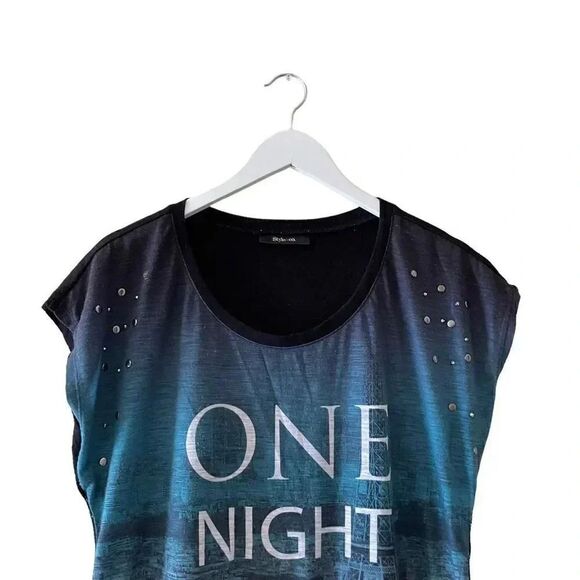 Style & Co Blue Gray Cap Sleeves Tshirt L # 1515 - Picture 3 of 12